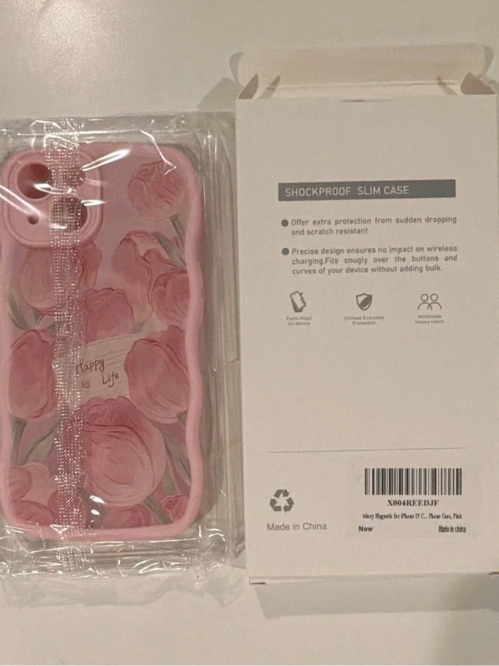 NIB - Pink Tulip Protective iPhone 15 Case with Floral Design